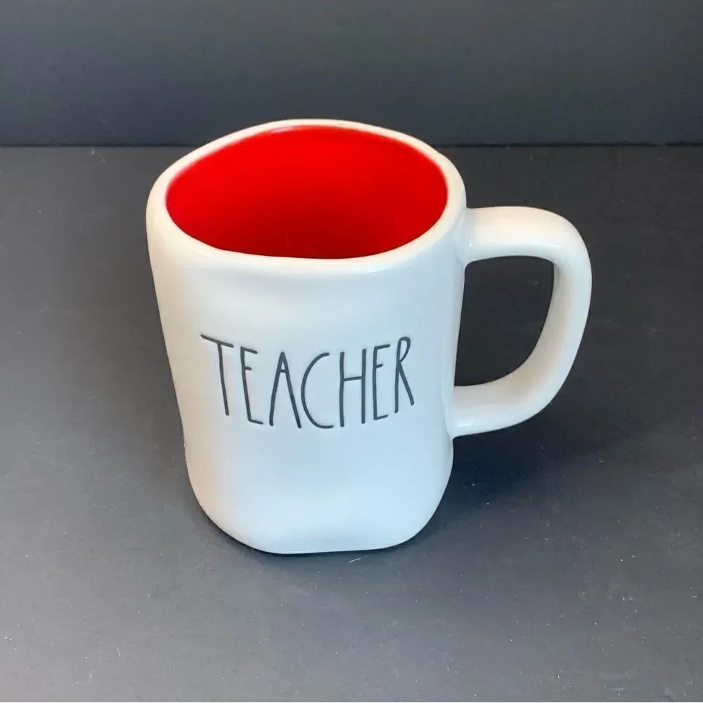 Teacher Rae Dunn White Red 16 oz. Coffee Cup Mug Ceramic Artisan Collection